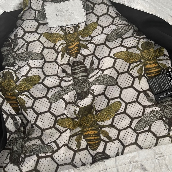 BANO EEMEE Metallic Moto Leather Jacket in Silver - Picture 11 of 13